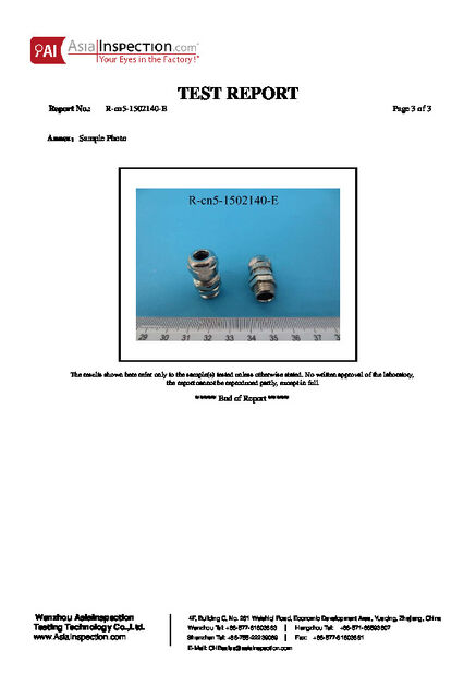 China ZHEJIANG HONGXIANG CONNECTOR MANUFACTURING CO.,LTD. zertifizierungen